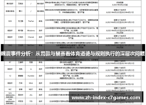 魏震事件分析：从罚款与禁赛看体育道德与规则执行的深层次问题